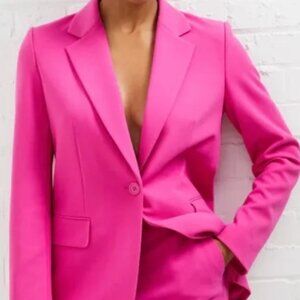 French Connection FCUK Whisper Single Button Hot Pink Fuchsia Blazer Suit Jacket